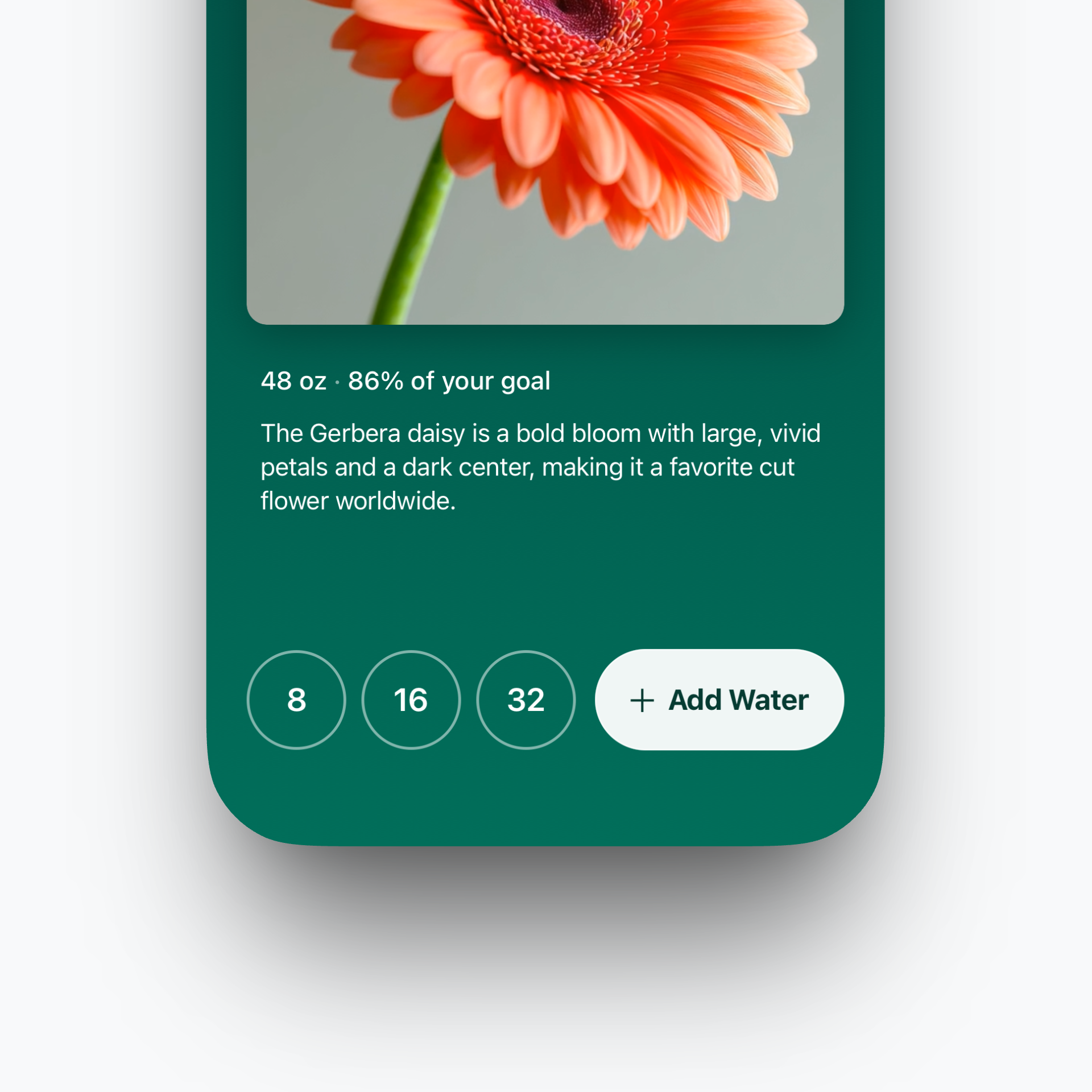 One-tap water logging in the Water Daisy app